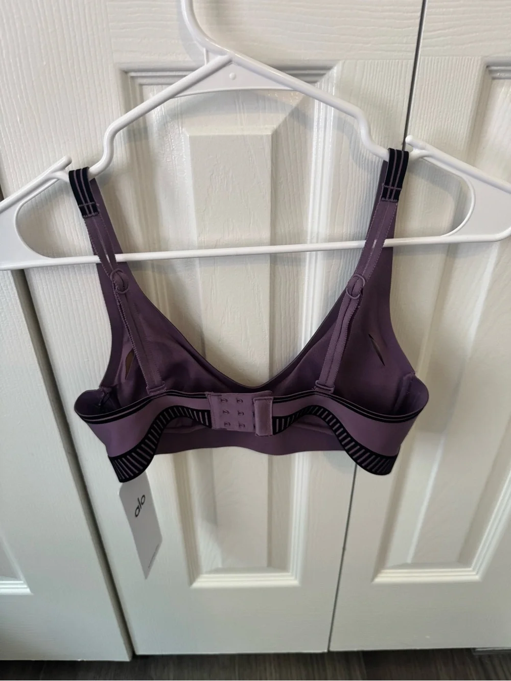 ALO Yoga Airlift line up Purple Sports Bra